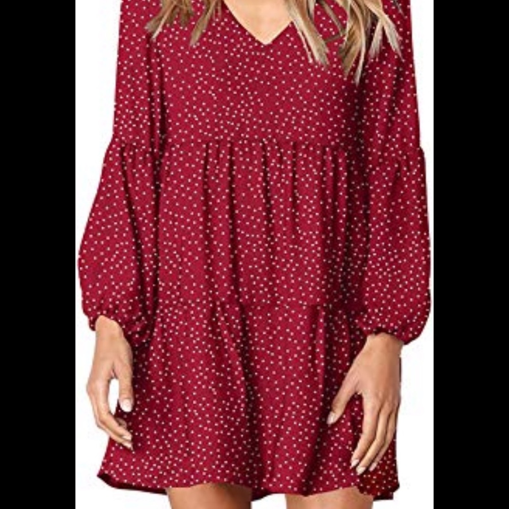 Sherosa Red/White Polka Dot Loose Fit Dress- SizeXL